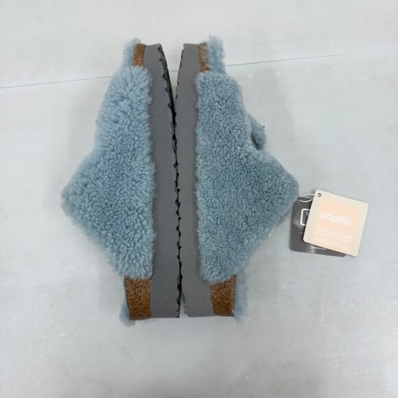 Papillio Birkenstock Arizona Big Buckle Blue Sherpa Slide Sandals Womens 38 US 7 - Picture 7 of 8